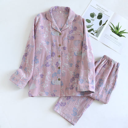 Schlafanzug aus Baumwollgaze mit Glyzinienmuster - Rosa - XL - image 1