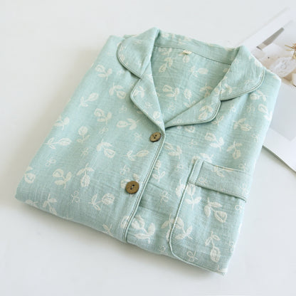 Pyjama-Set aus Baumwollgaze mit Blättermuster - image 3