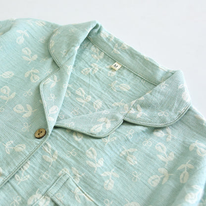 Pyjama-Set aus Baumwollgaze mit Blättermuster - image 5