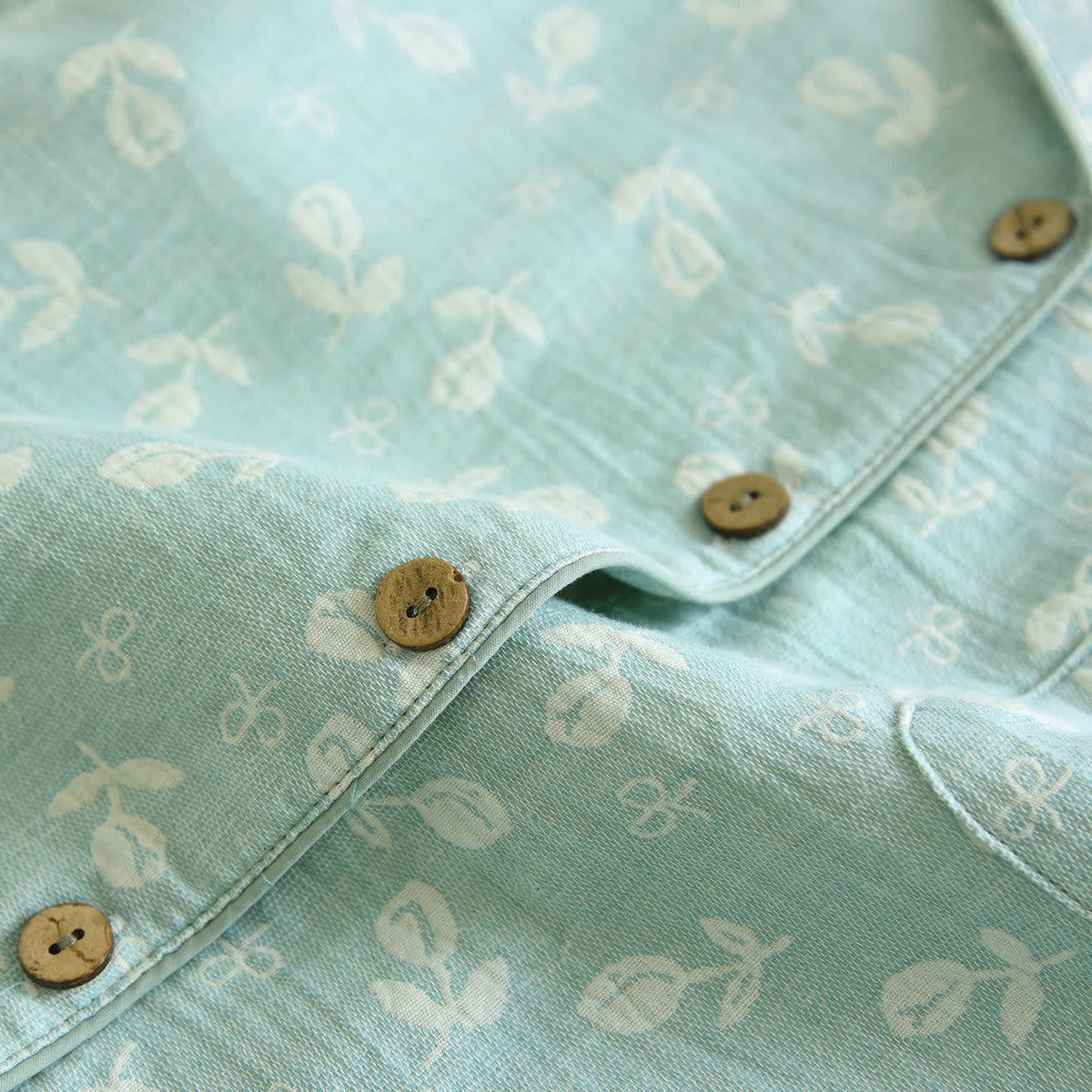 Pyjama-Set aus Baumwollgaze mit Blättermuster - image 4