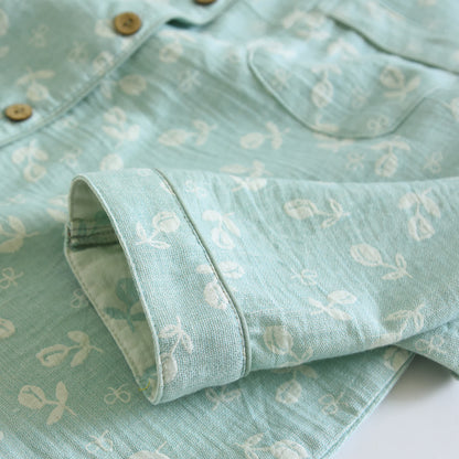 Pyjama-Set aus Baumwollgaze mit Blättermuster - image 8