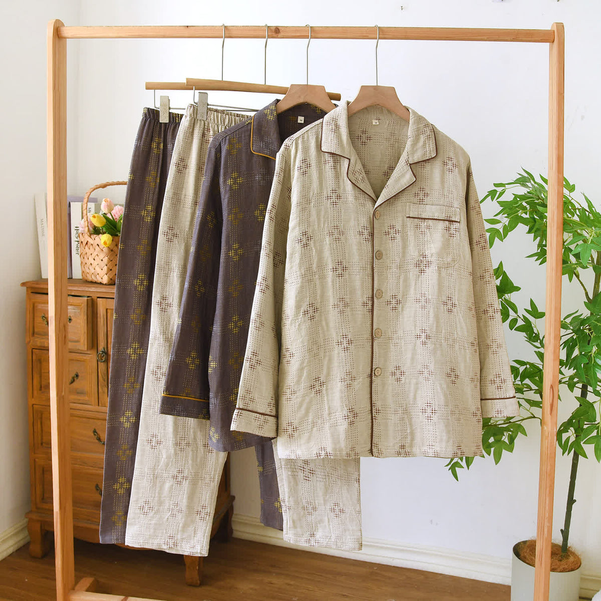 Heritage Baumwollgaze karierter Pyjama-Set - image 0
