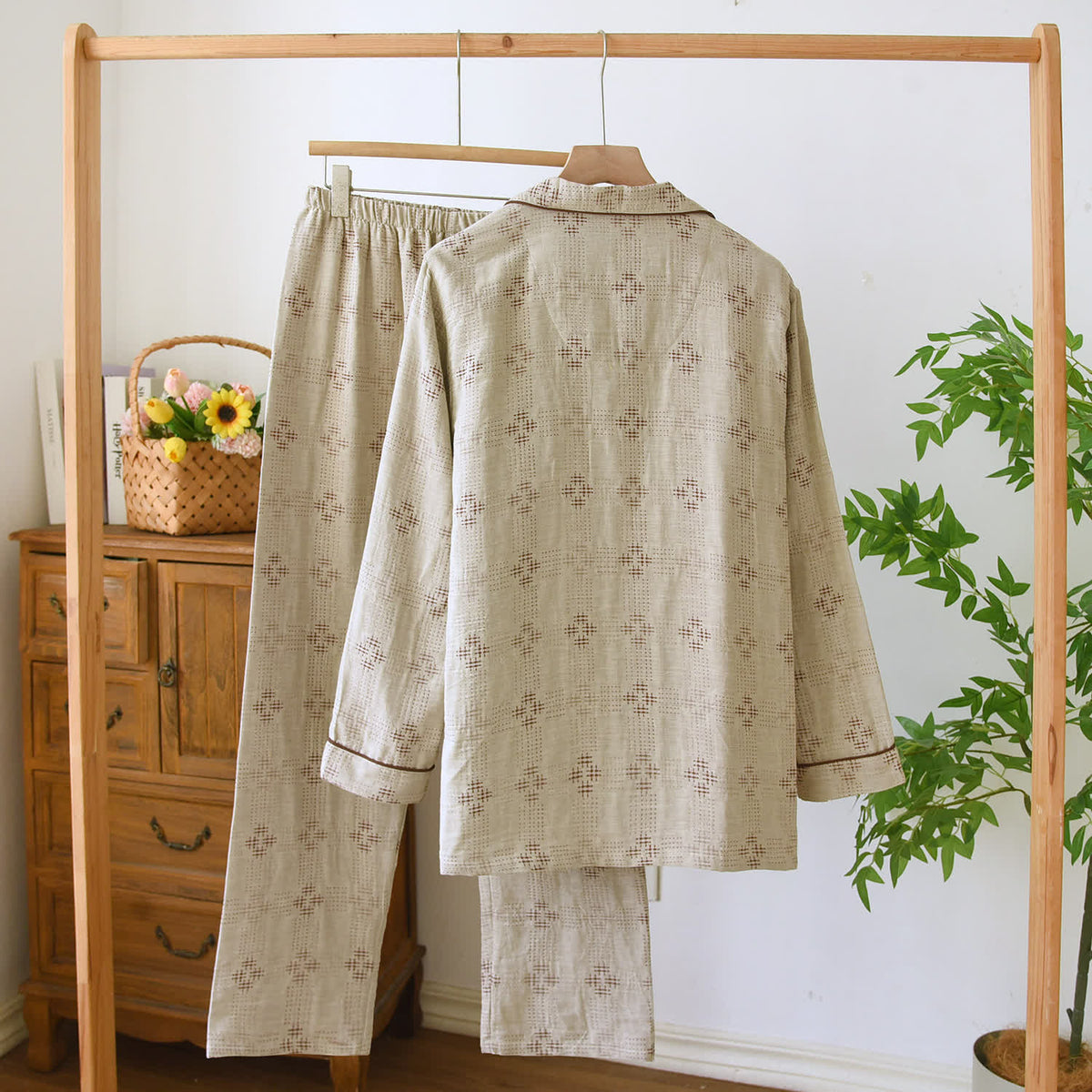 Heritage Baumwollgaze karierter Pyjama-Set - image 2