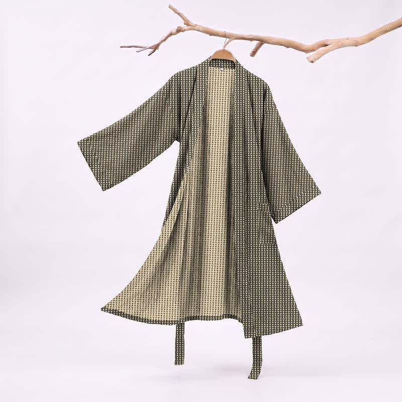 Kimono-Bademantel aus Baumwoll-Jacquard mit geometrischem Chevron-Muster - image 0
