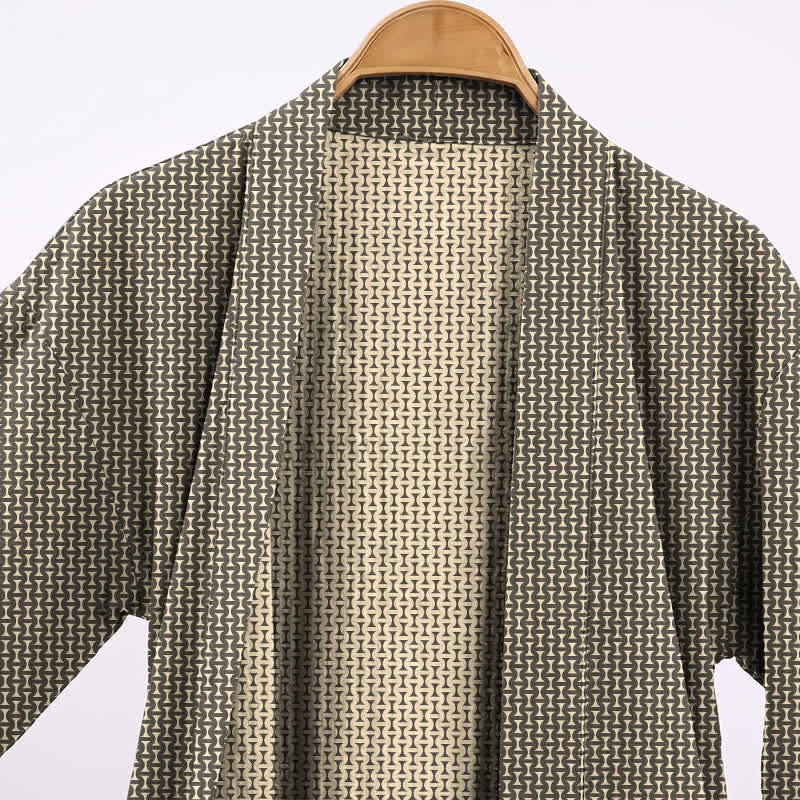 Kimono-Bademantel aus Baumwoll-Jacquard mit geometrischem Chevron-Muster - image 3