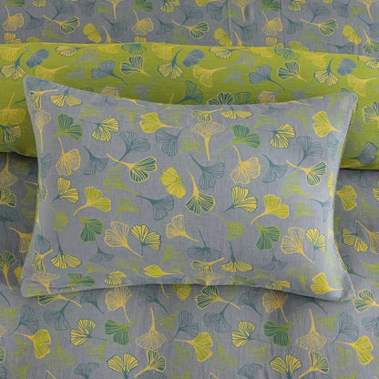 Vintage-Wendebettwäsche-Set aus Baumwolle mit grünem Ginkgoblatt - image 20