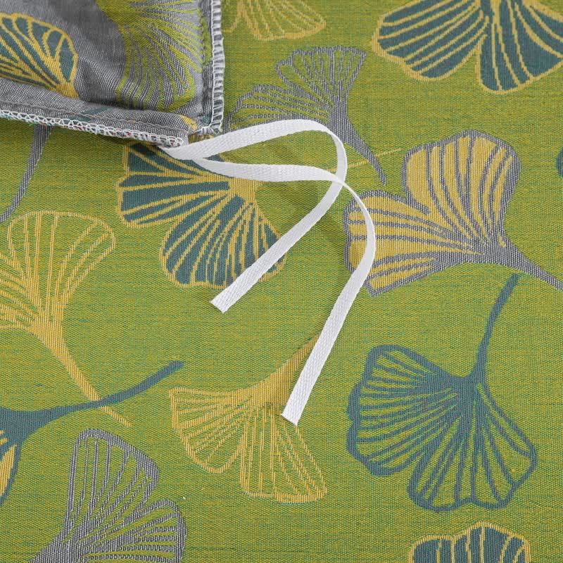 Vintage-Wendebettwäsche-Set aus Baumwolle mit grünem Ginkgoblatt - image 12