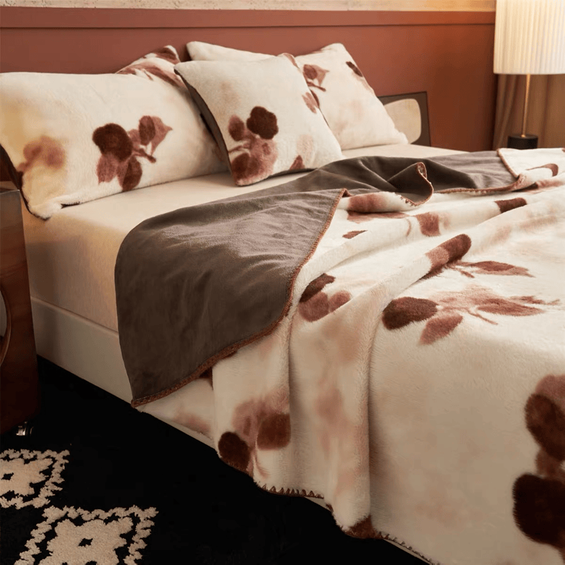 Vintage Beige Rose Plüschdecke - image 5