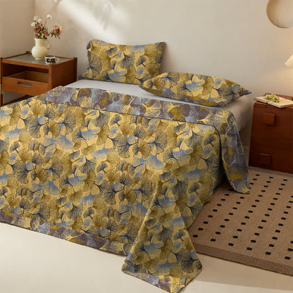 Bettwäsche-Set aus Baumwolle mit goldenem Ginkgoblatt - image 1