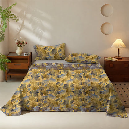 Bettwäsche-Set aus Baumwolle mit goldenem Ginkgoblatt - image 2