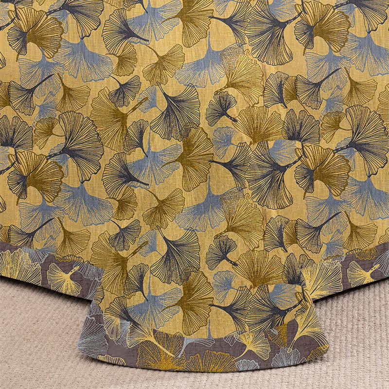 Bettwäsche-Set aus Baumwolle mit goldenem Ginkgoblatt - image 3