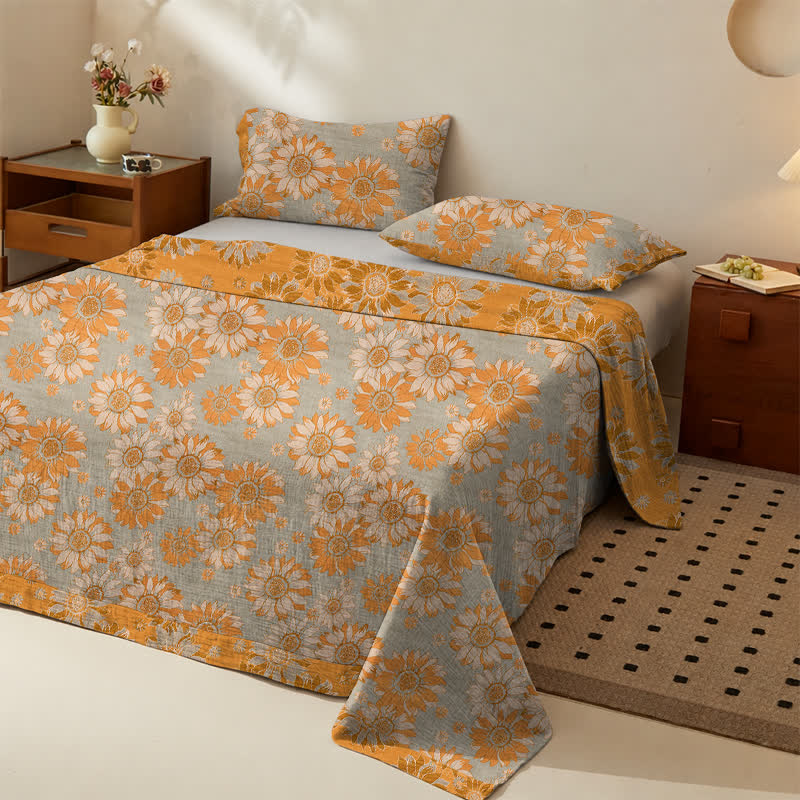 Tagesdecke aus Baumwollgaze mit Sonnenblumenmuster - image 6