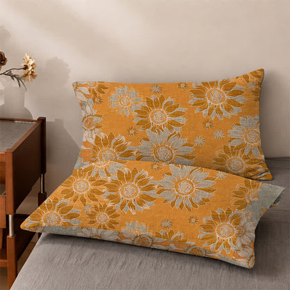 Tagesdecke aus Baumwollgaze mit Sonnenblumenmuster - Orange - 2 Kissenbezüge - 40" x 50cm x 50cm - image 4