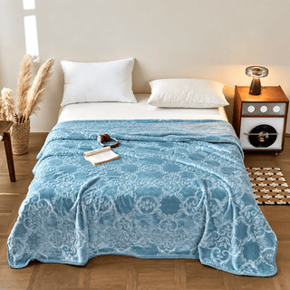 Mehrfarbige Luxus-Raschel-Fleecedecke - Blau - Decke - 79" x 91" - image 0