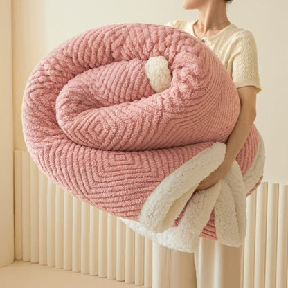 Geometrische Rautenmuster-Korallenfleece-Überwurfdecke - Rosa - 79" x 91" - image 10