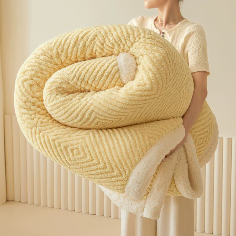 Geometrische Rautenmuster-Korallenfleece-Überwurfdecke - Gelb - 79" x 91" - image 0