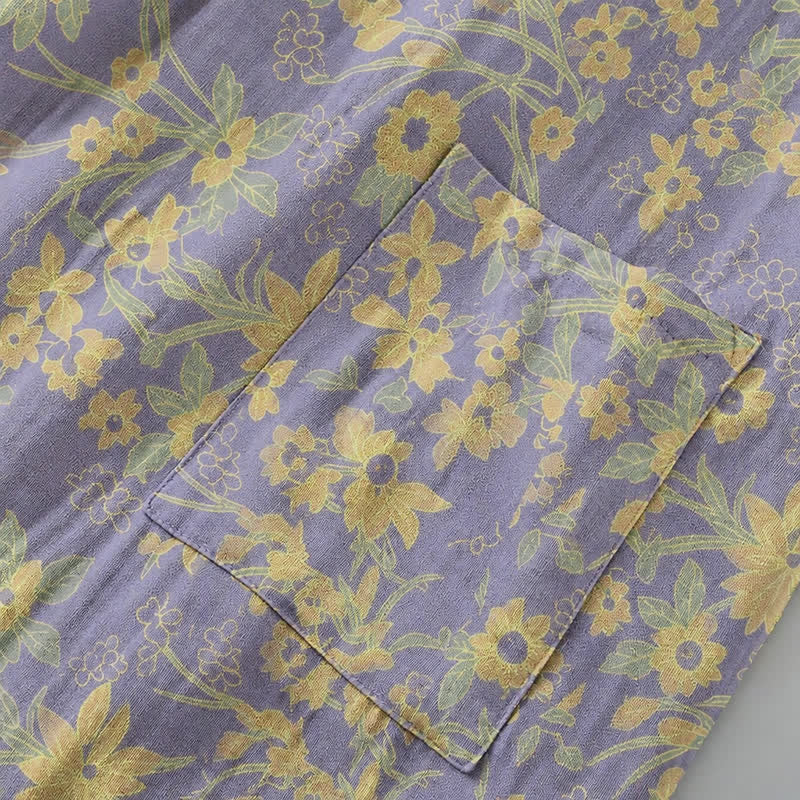 Kimono-Baumwollmantel mit pastoralem Blumenmuster und Jacquard-Print - image 15