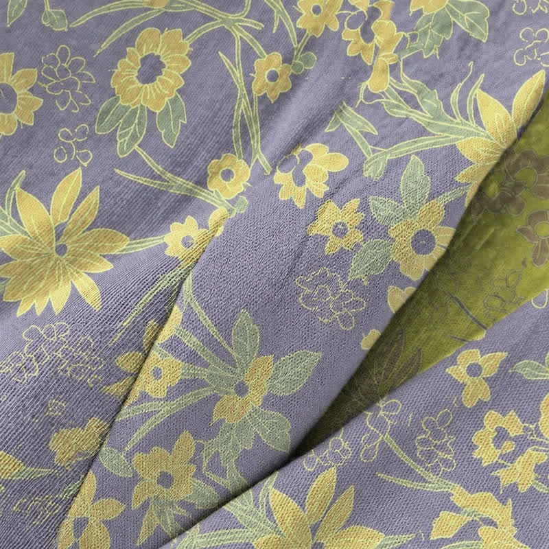 Kimono-Baumwollmantel mit pastoralem Blumenmuster und Jacquard-Print - image 16