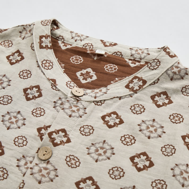 Retro-Pyjama-Set mit langen Ärmeln und geometrischem Muster - image 2