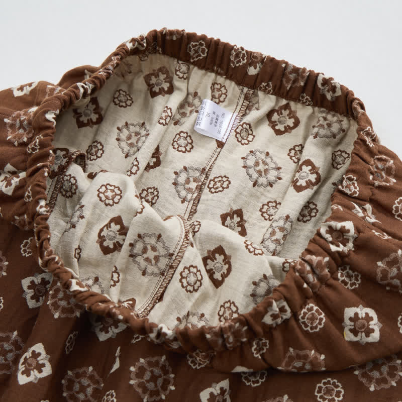 Retro-Pyjama-Set mit langen Ärmeln und geometrischem Muster - image 5