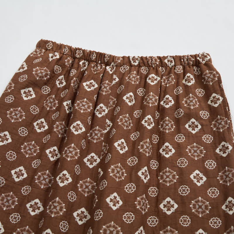 Retro-Pyjama-Set mit langen Ärmeln und geometrischem Muster - image 6