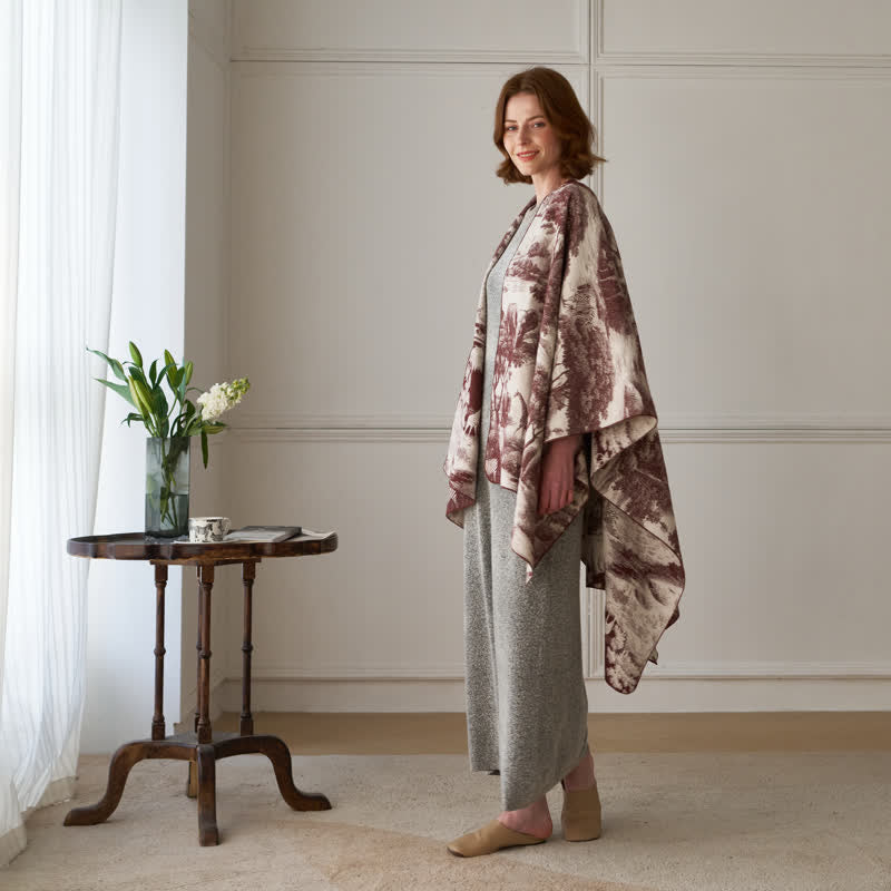 Vintage Dschungel-Toile Poncho-Schal - image 11