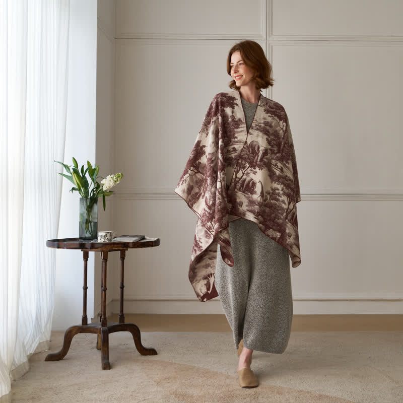 Vintage Dschungel-Toile Poncho-Schal - image 10