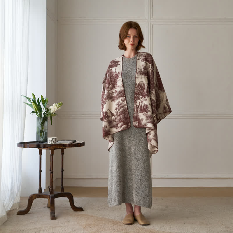 Vintage Dschungel-Toile Poncho-Schal - image 9