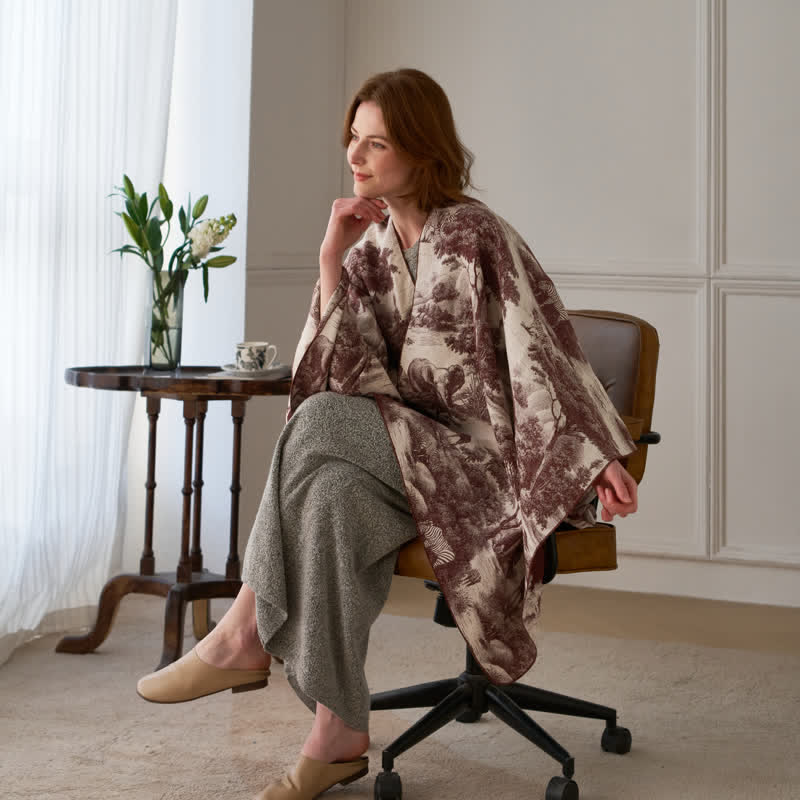 Vintage Dschungel-Toile Poncho-Schal - image 13