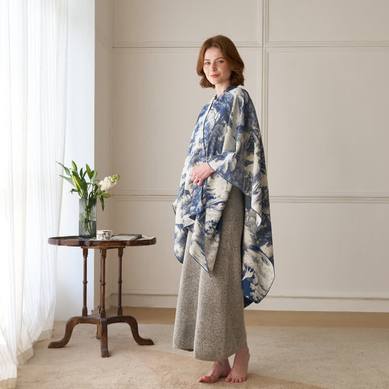 Vintage Dschungel-Toile Poncho-Schal - image 3