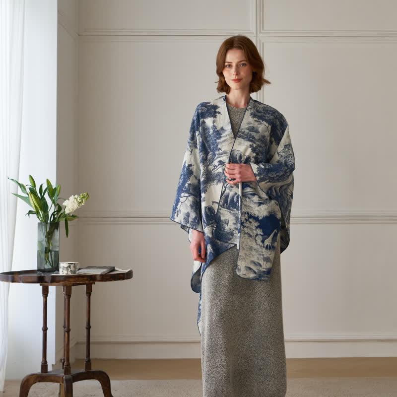 Vintage Dschungel-Toile Poncho-Schal - image 1