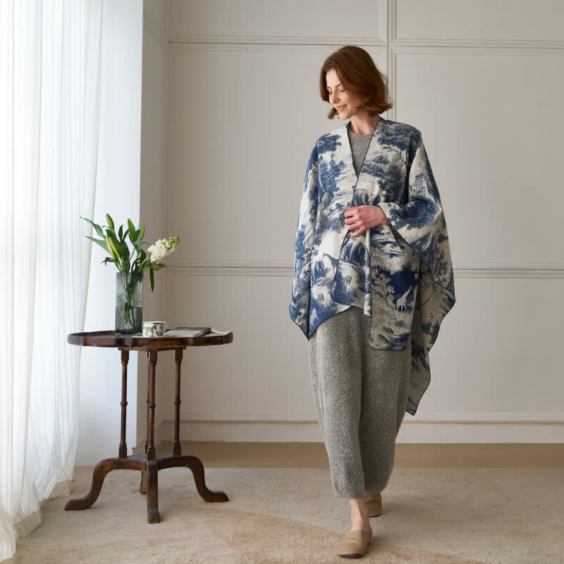 Vintage Dschungel-Toile Poncho-Schal - image 2