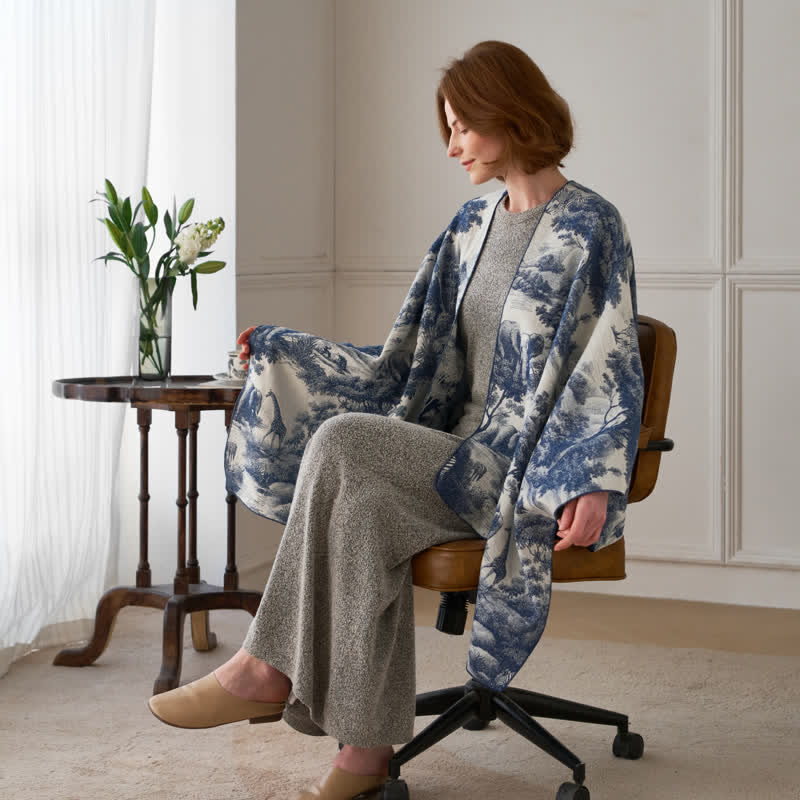 Vintage Dschungel-Toile Poncho-Schal - image 6