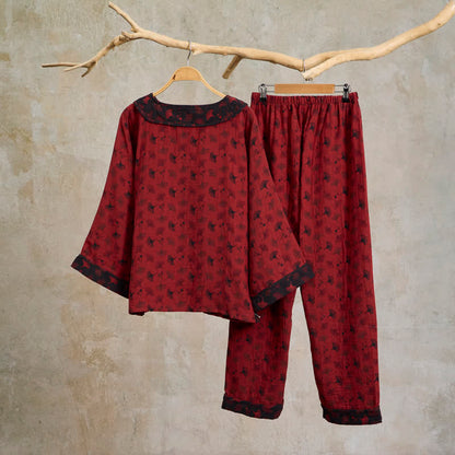 Ginkgoblatt-Baumwollpyjama mit orientalischen Quasten - image 1