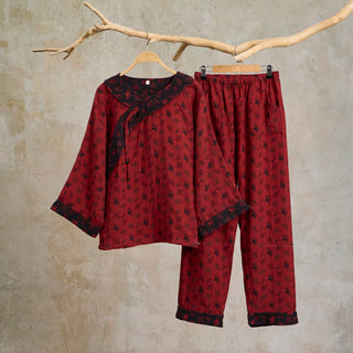 Ginkgoblatt-Baumwollpyjama mit orientalischen Quasten - 2XL - image 0
