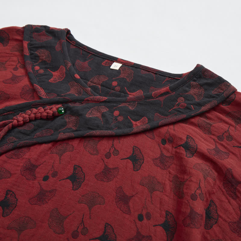 Ginkgoblatt-Baumwollpyjama mit orientalischen Quasten - image 4