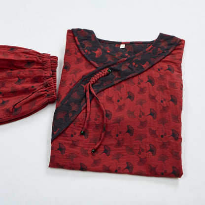 Ginkgoblatt-Baumwollpyjama mit orientalischen Quasten - image 2