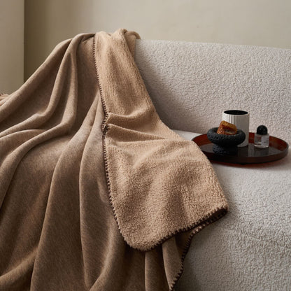 Minimalistische, doppelseitige Sherpa-Fleece-Überwurfdecke - image 2