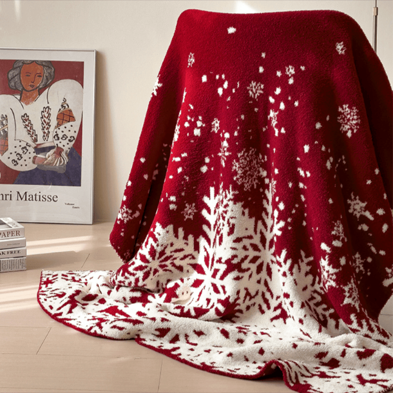 Weihnachts-Schneeflockendecke in Rot - image 1
