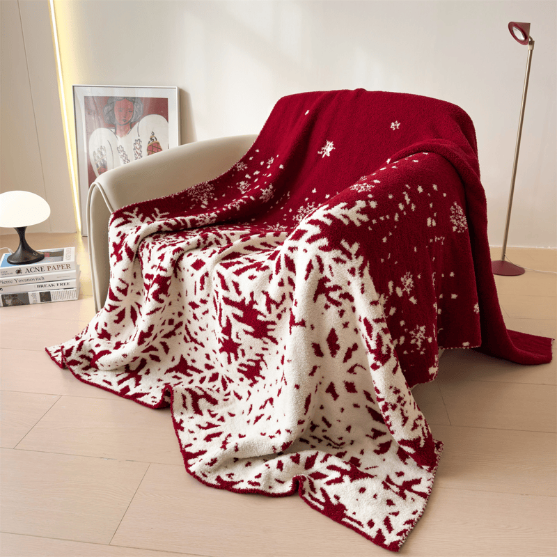 Weihnachts-Schneeflockendecke in Rot - Schneeflocke - 130cm x 170cm - image 0