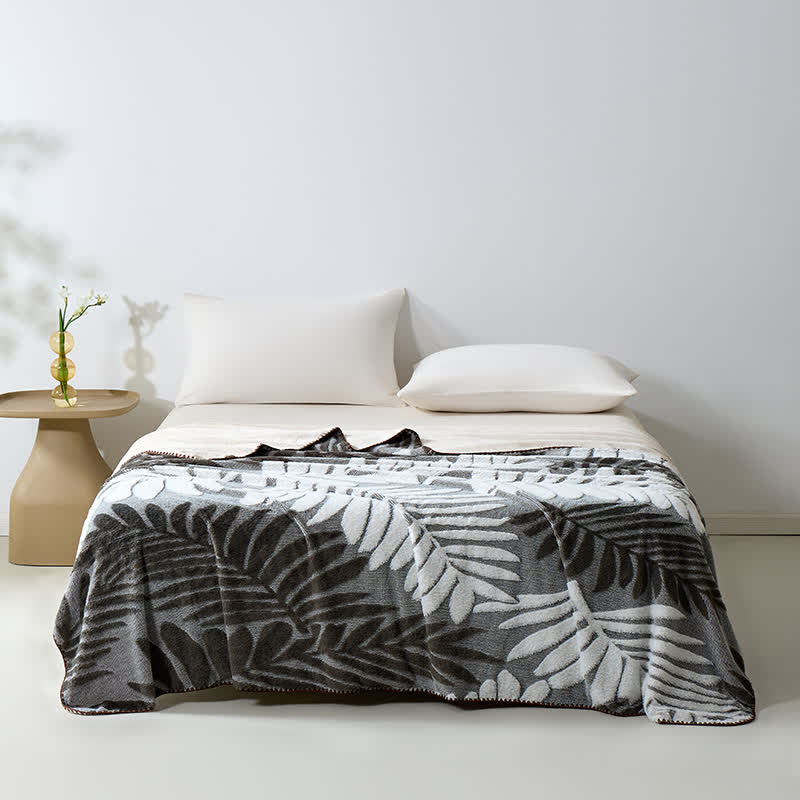 Moderne botanische Fleecedecke - Grau - 200cm x 230cm - image 0