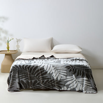 Moderne botanische Fleecedecke - Grau - 200cm x 230cm - image 0