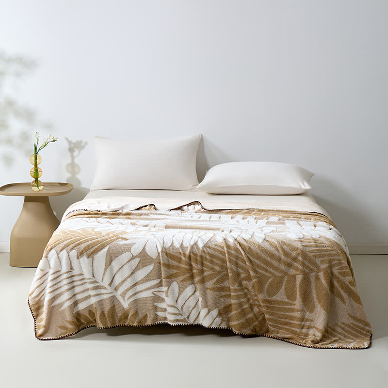 Moderne botanische Fleecedecke - Khaki - 200cm x 230cm - image 8
