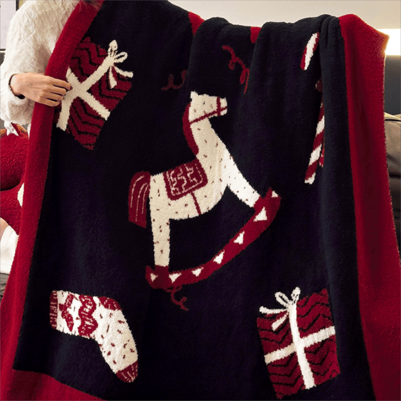 Weihnachtsschaukelpferd-Jacquard-Überwurfdecke - image 5