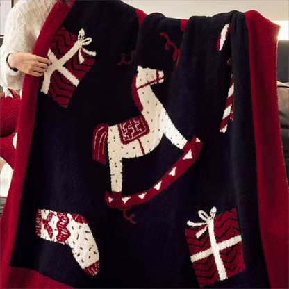 Weihnachtsschaukelpferd-Jacquard-Überwurfdecke - image 5