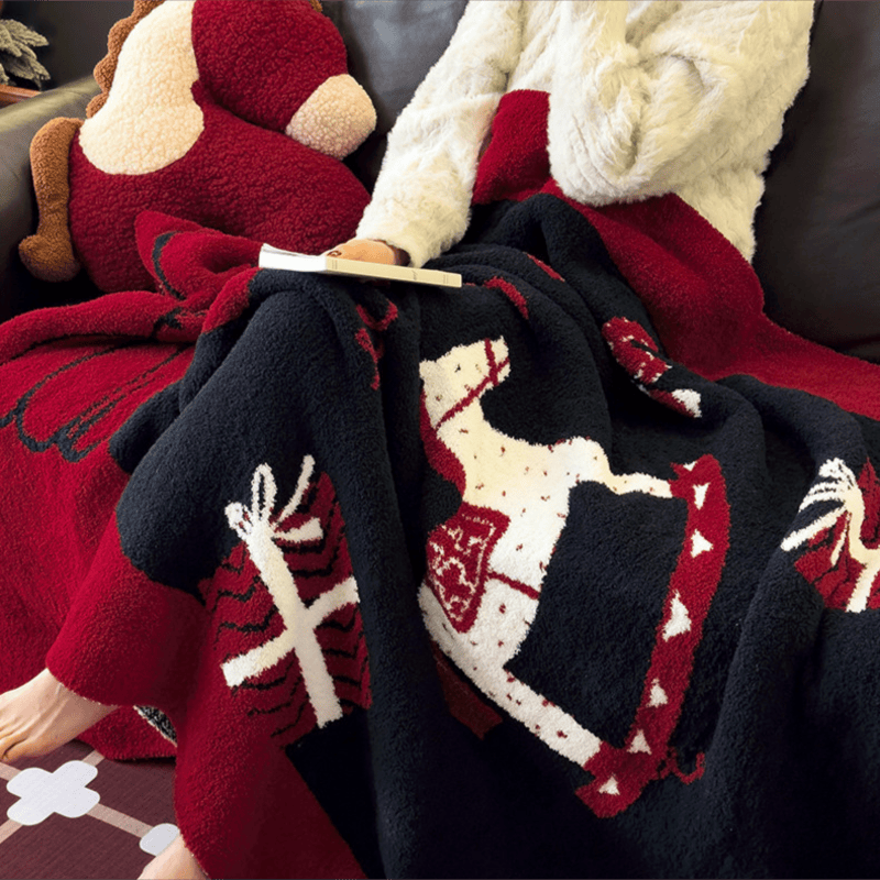 Weihnachtsschaukelpferd-Jacquard-Überwurfdecke - image 3