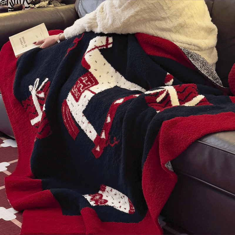 Weihnachtsschaukelpferd-Jacquard-Überwurfdecke - image 2