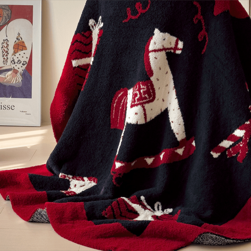 Weihnachtsschaukelpferd-Jacquard-Überwurfdecke - image 6