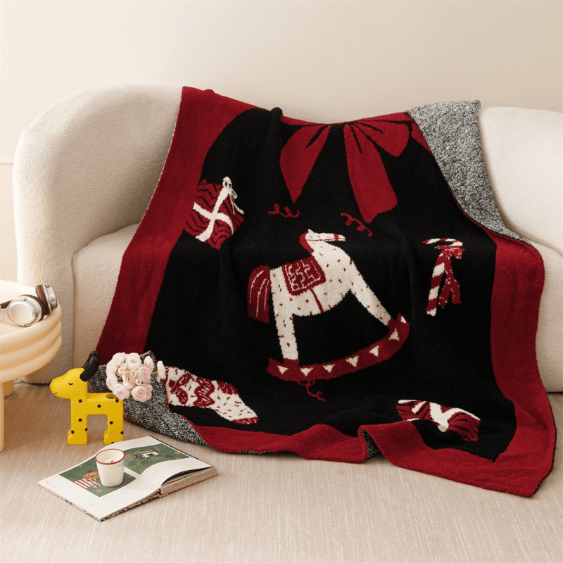 Weihnachtsschaukelpferd-Jacquard-Überwurfdecke - image 1