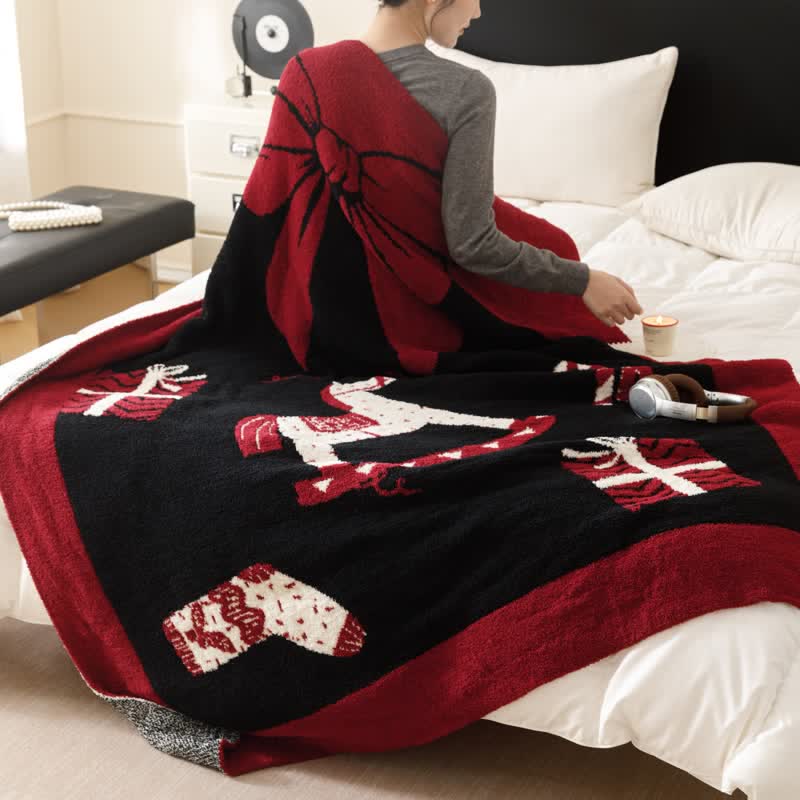 Weihnachtsschaukelpferd-Jacquard-Überwurfdecke - image 4
